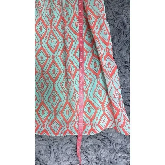 Sequin Hearts Dress Womens Size Small Orange Aqua Smocked Boho Indie Unique Alt - Picture 3 of 10